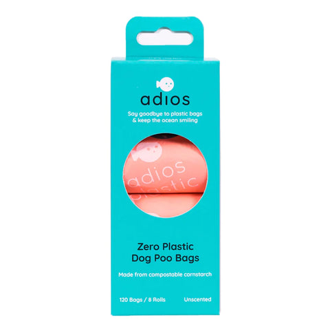 Adios Compostable Dog Poo Bags Coral Pink- 120 Bags
