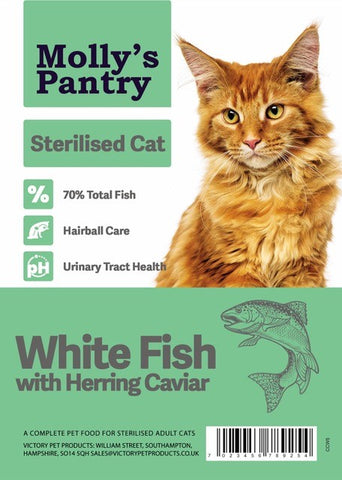 Molly's Pantry Sterilized Adult Cat Food White Fish with Herring Caviar