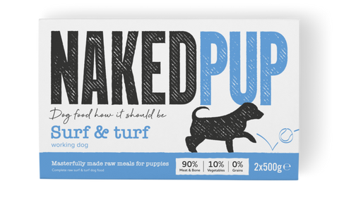 Naked Dog Puppy Surf and Turf