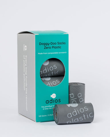 Adios Zero Plastic Compostable Dog Poo Bags Grey 120 Bags